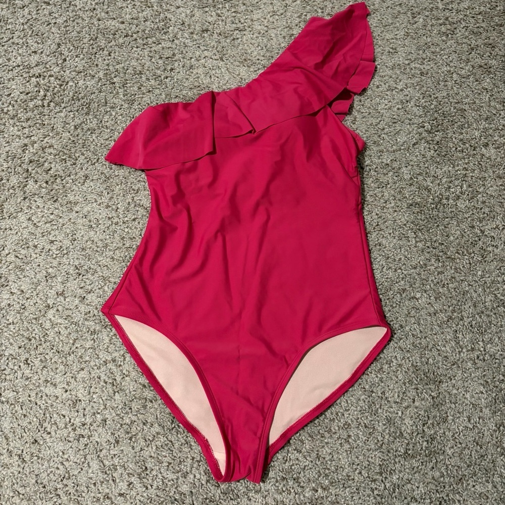 Kona Sol Red and Cream Swimsuit - Picture 1 of 3